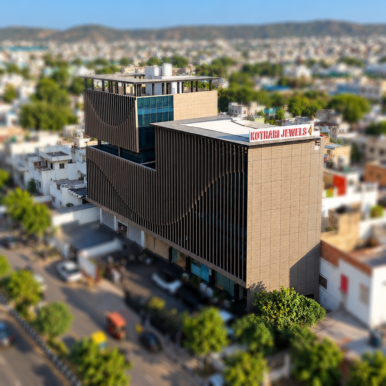 The KOTHARI JEWELS flagship building on Govind Marg, Tilak Nagar, Jaipur